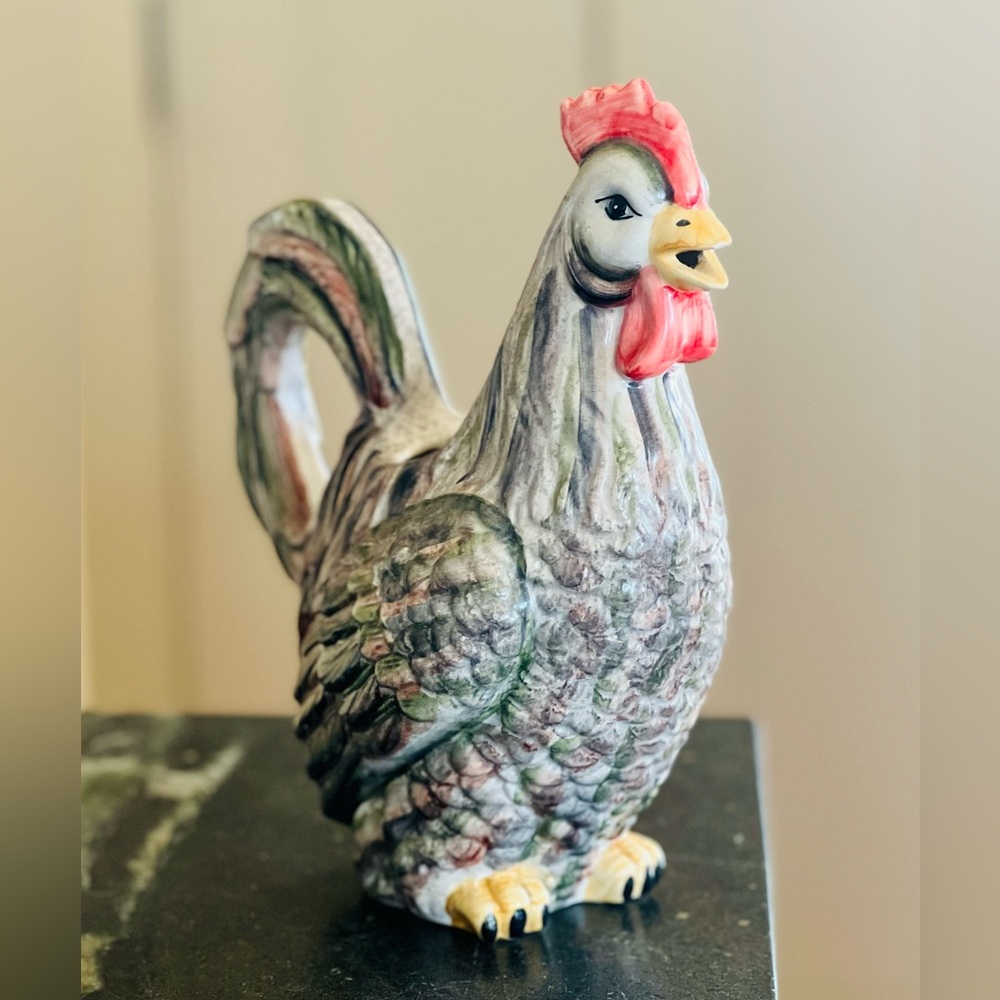 San Marco Majolica Pottery Rooster Pitcher Made in Italy 10 1:2”